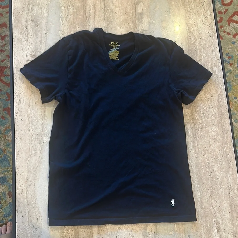 Polo by Ralph Lauren men’s  black‎ Short Sleeve Tee v neck tee shirt medium EUC